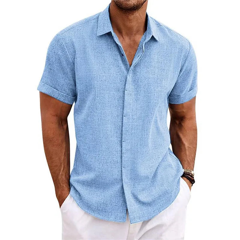 Men's Cotton Linen Short Sleeved Shirt Summer Casual Camisas Harajuku Blusas Mens Shirts Fashion Tops Men Clothing Streetwear