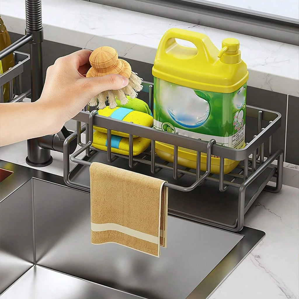 Kitchen Sink Organizer Sponge Rag Water Filter Rack Kitchen Hand Soap Drainer Hanging Basket Kitchen Rag Storage Rack