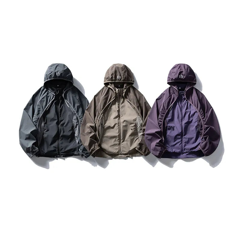 Coat + Vest Sets Varsity Jacket Men Outdoor Techwear Fashion Casual Track Hooded Sunscreen Cape Jacket Vest Women Cycling Coat