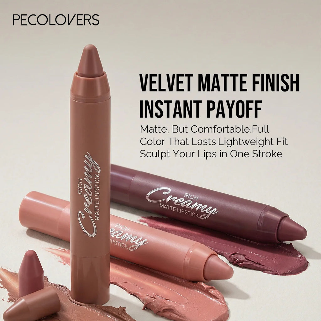 6PCS/SET Creamy Matte Lipstick Kit, 6 Versatile Everyday Lip Shades, Silky Smudge-Proof Lip Crayon, Smooth Glide-On Application, Lightweight Comfortable Wear, Travel-Friendly Beauty Essentials