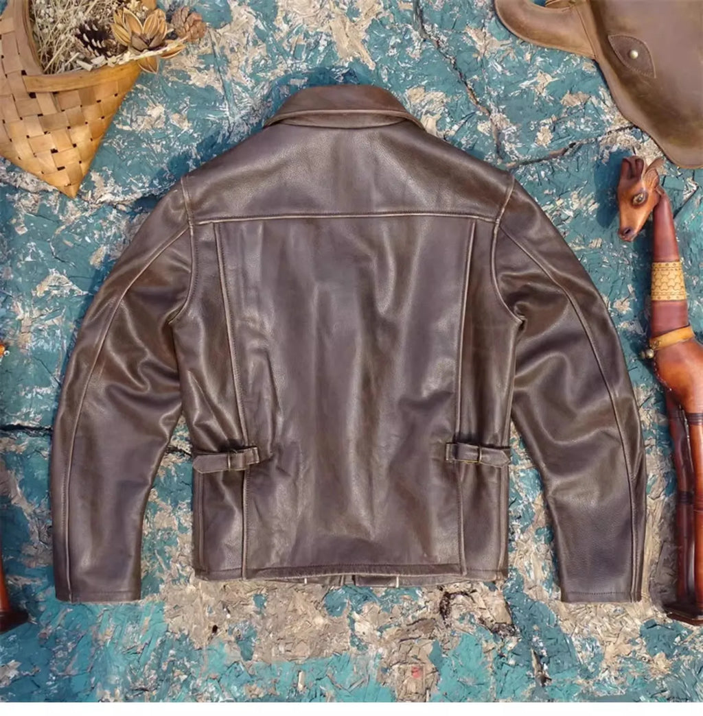 CC Shop Top.Natural,US nubuck leather coat.Vintage brown style casual genuine cowhide jacket.Men quality Rider leather cloth.