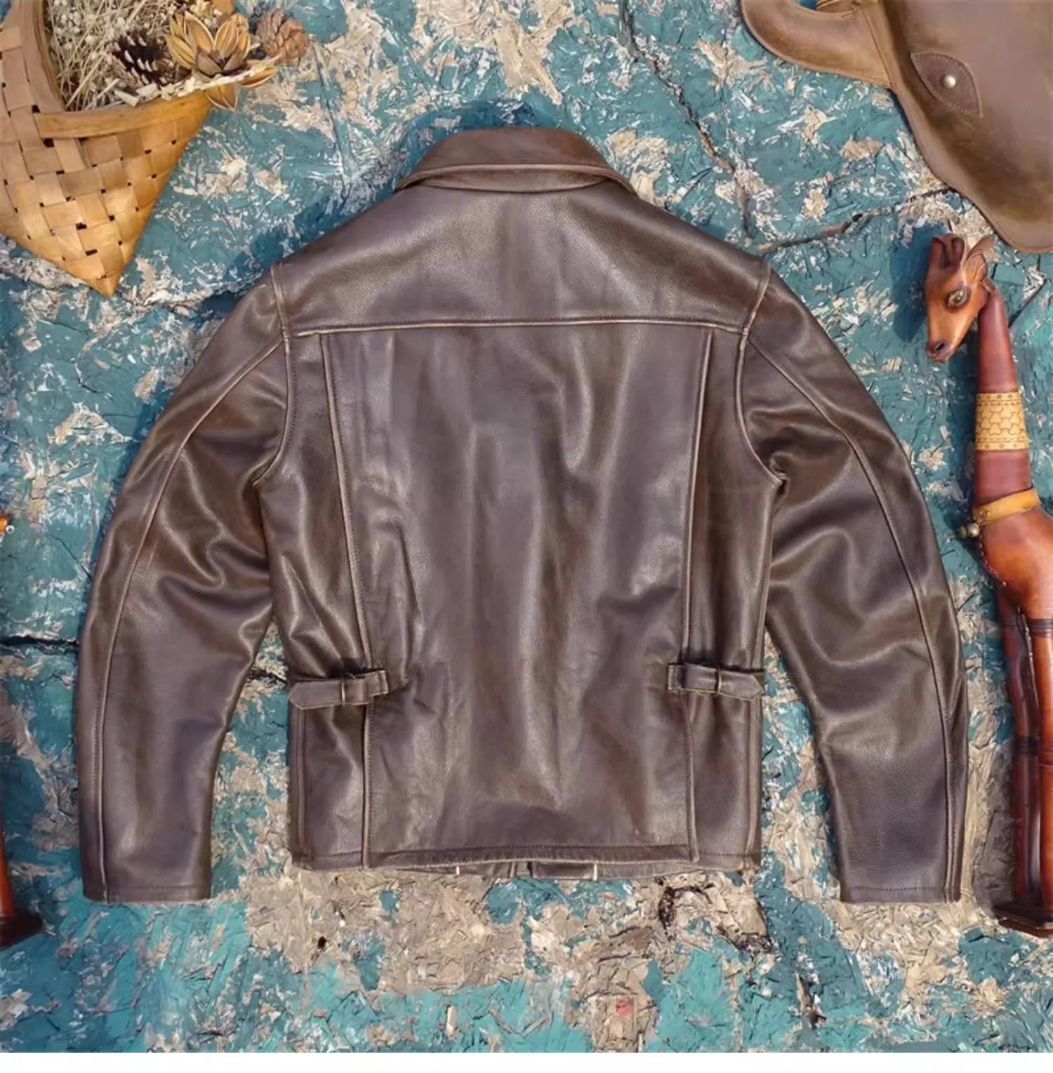 CC Shop Top.Natural,US nubuck leather coat.Vintage brown style casual genuine cowhide jacket.Men quality Rider leather cloth.