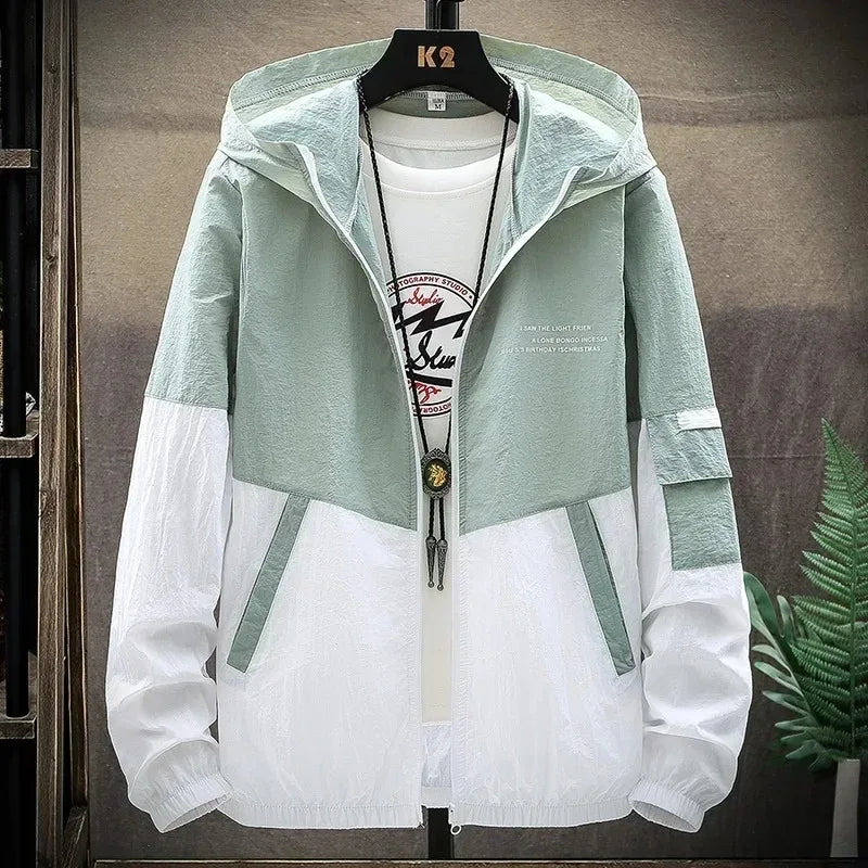 Men's Sun Protection Clothes Jackets Motorcycle Summer Ultra-thin Windproof Ice Silk Windbreaker Male UV Resistant Jacket Coats