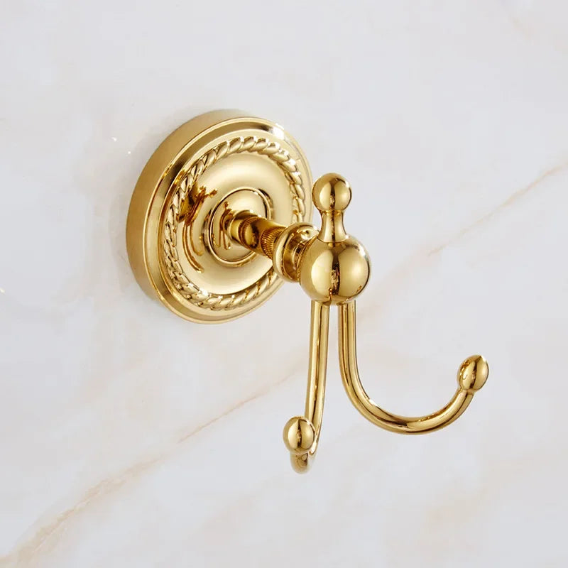 Luxury Gold Brass Bathroom Accessories Set,Robe hook,Paper Holder,Towel Bar,Towel Ring,bathroom sets, Gold Towel Rack,Soap Dish