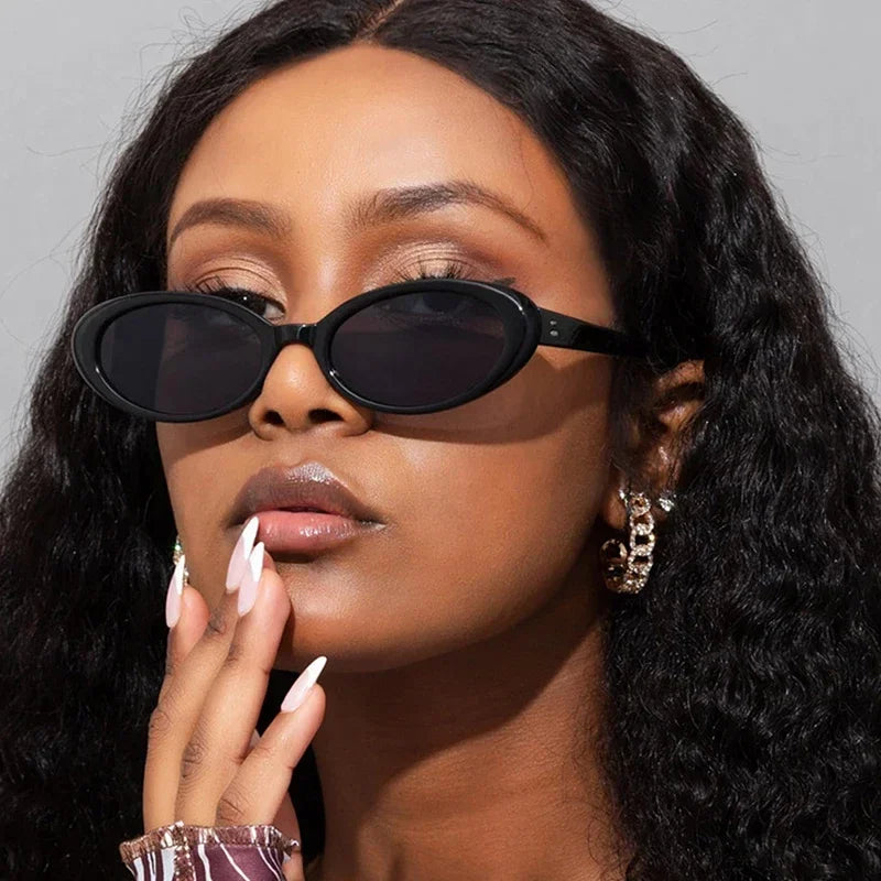 Vintage Oval Sunglasses Women Luxury Brand Designer Small Oval Sun Glasses Retro Men Rivets Sun Glasses Oculus