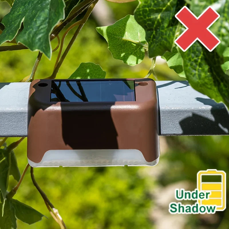 1/4PCS Solar LED Deck Lights Waterproof Outdoor Step Fence Lighting for Patio Yard Stairs Automatic Dusk-to-Dawn L-Shaped Design