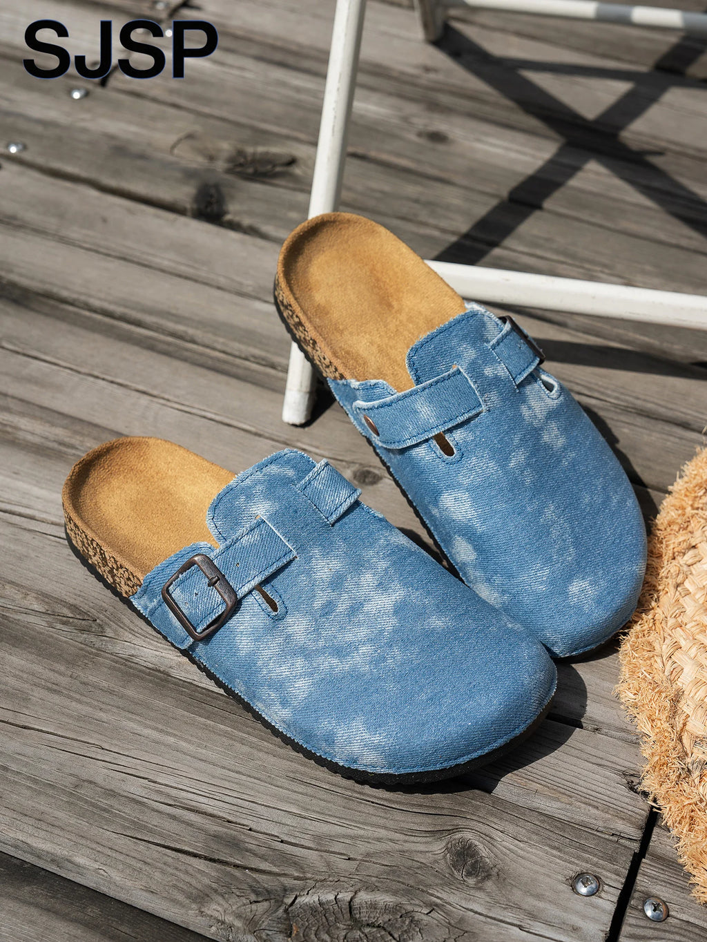 2025 New Model All-Season Autumn and Winter Women's Indoor and Outdoor Non-Slip Fashionable Casual Shoes with Cork Thick Sole, Flat Heel, Half-Covered Toe, Slip-On Slippers, Casual Buckle Slippers Suitable for All Seasons and