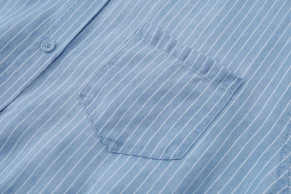 AS  SS26 Lyocell light Denim pinstripe wrap shirt + dress matching set fashionable vitality women's outfit