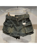Women's Black Denim Cargo Shorts Fashion High Waist Ladies Streetwear Baggy Cowboy Shorts Jeans 2000s Y2k Harajuku 2000s Clothes