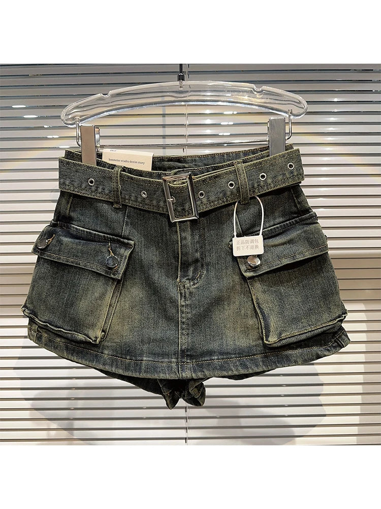 Women's Black Denim Cargo Shorts Fashion High Waist Ladies Streetwear Baggy Cowboy Shorts Jeans 2000s Y2k Harajuku 2000s Clothes