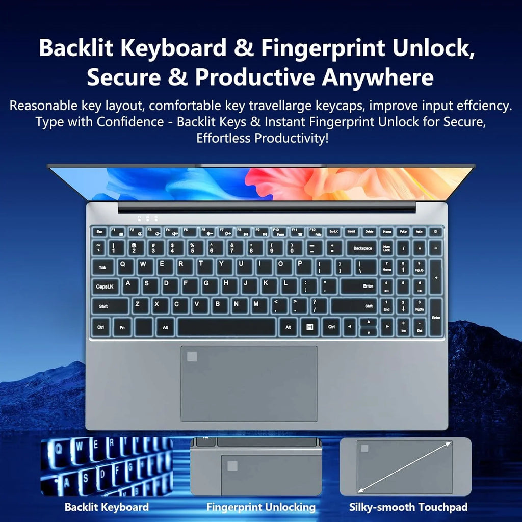 New Office Laptop Intel Core I9 9900 15.6 inch 4K HD Screen Windows 11 16GB RAM 1TB SSD Portable Slim Laptops PC Gamer Computer