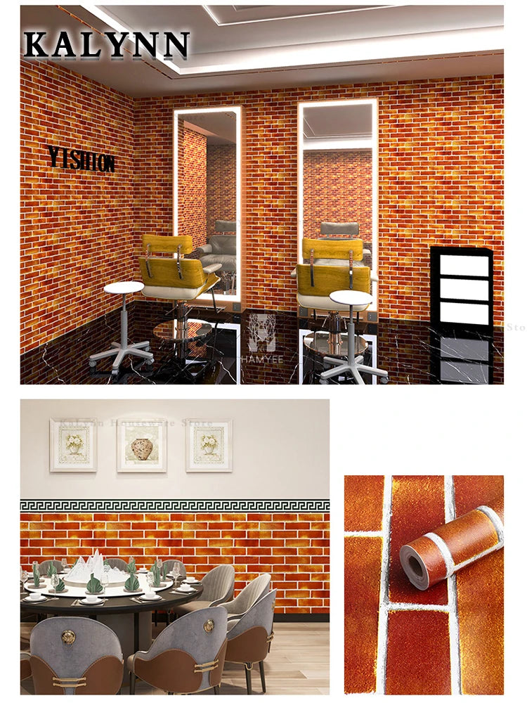 Brick Wallpaper Peel and Stick Self-Adhesive Wall Paper Grey Brick Contact Pape for Bedroom Living Room Decoration DIY Stickers