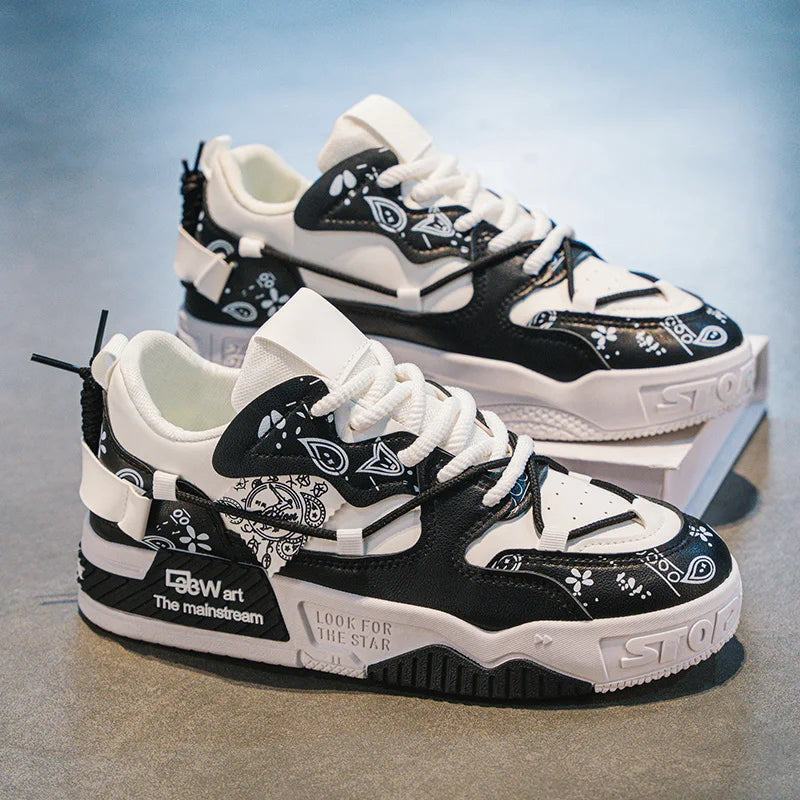 Sports casual shoes, graffiti board shoes, men's casual shoes, all-season shoes, suitable for outdoor hiking, leisure,