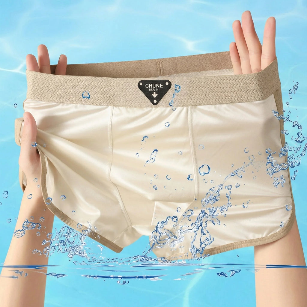 1/3 PCS Men's Luxury Satin Ice Silk Shorts Boxers Hygroscopic Breathable Double-layer Silk Crotch High Elastic Underpants