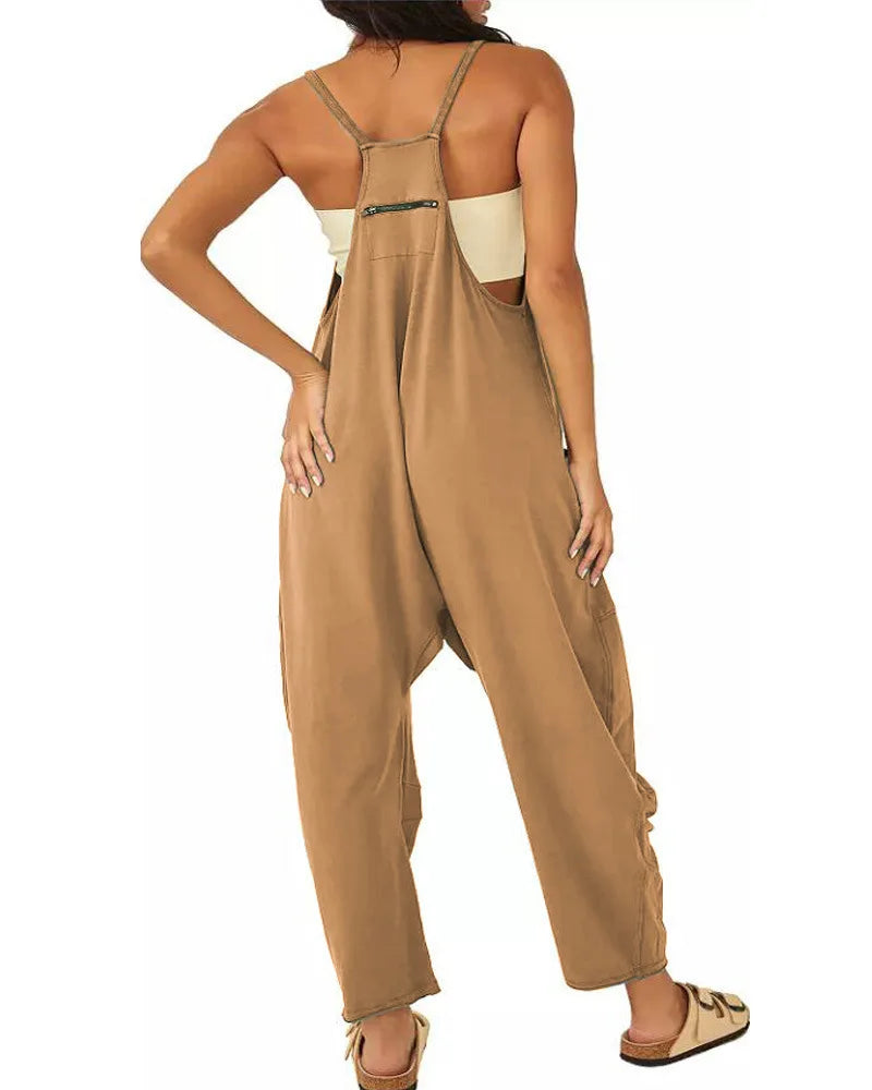 Women Casual Spaghetti Strap Sleeveless Jumpsuit Vintage Harajuku Wide Leg Loose Pants Summer Solid Oversize Overalls Rompers