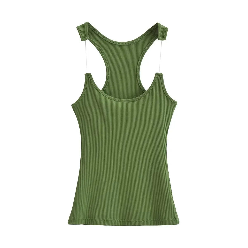 Women Ribbed Invisible Strap Tank Top Camis Tee