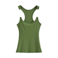 Women Ribbed Invisible Strap Tank Top Camis Tee