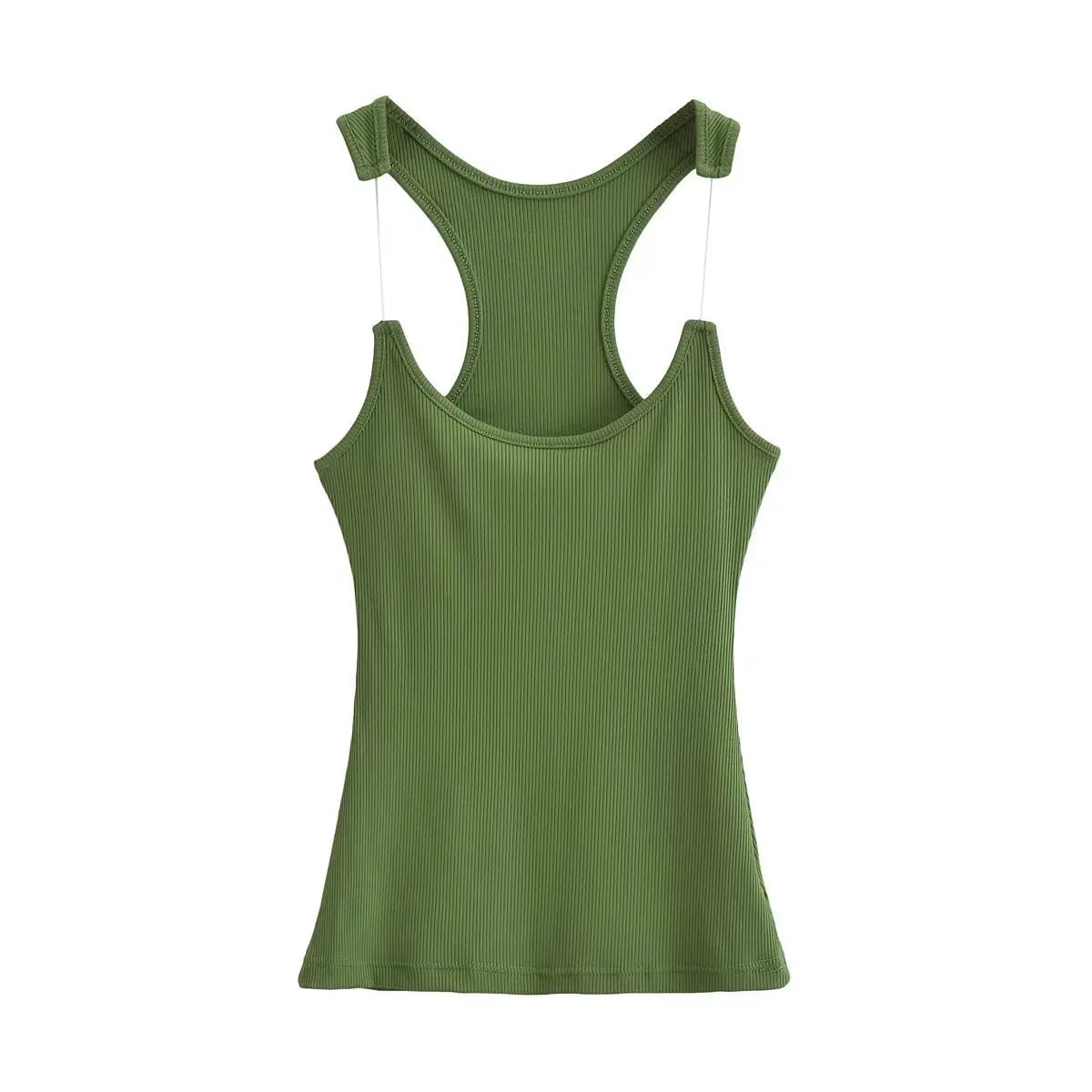 Women Ribbed Invisible Strap Tank Top Camis Tee