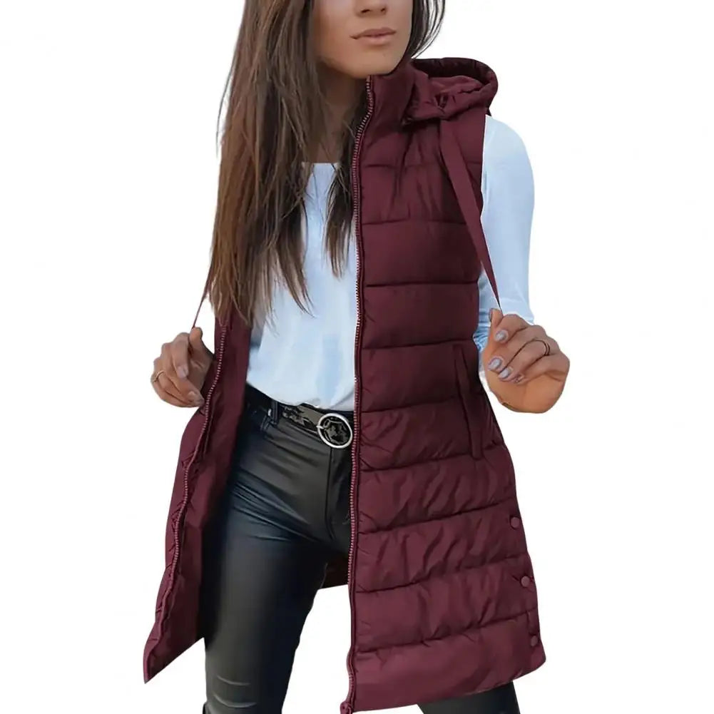 2025 Women  Down Vest Women's Puffer Vest Casual Zip Up Quilted Padded Vest Hooded Sleeveless Down Jacket Winter Warm Outerwear