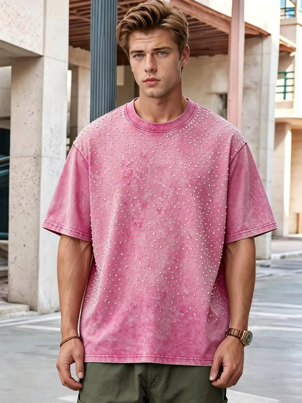 Solid Washed And Distressed T Shirt Men Trendy Loose Holes Clothes Summer Breathable Fitting Pure Cotton Soft Unisex T-Shirt