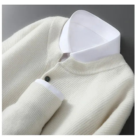 MVLYFLRT Men's 100% Merino Wool Round Neck Pullover Sweater Casual Thick Knit Autumn Winter Warm Cashmere Feel Sweater