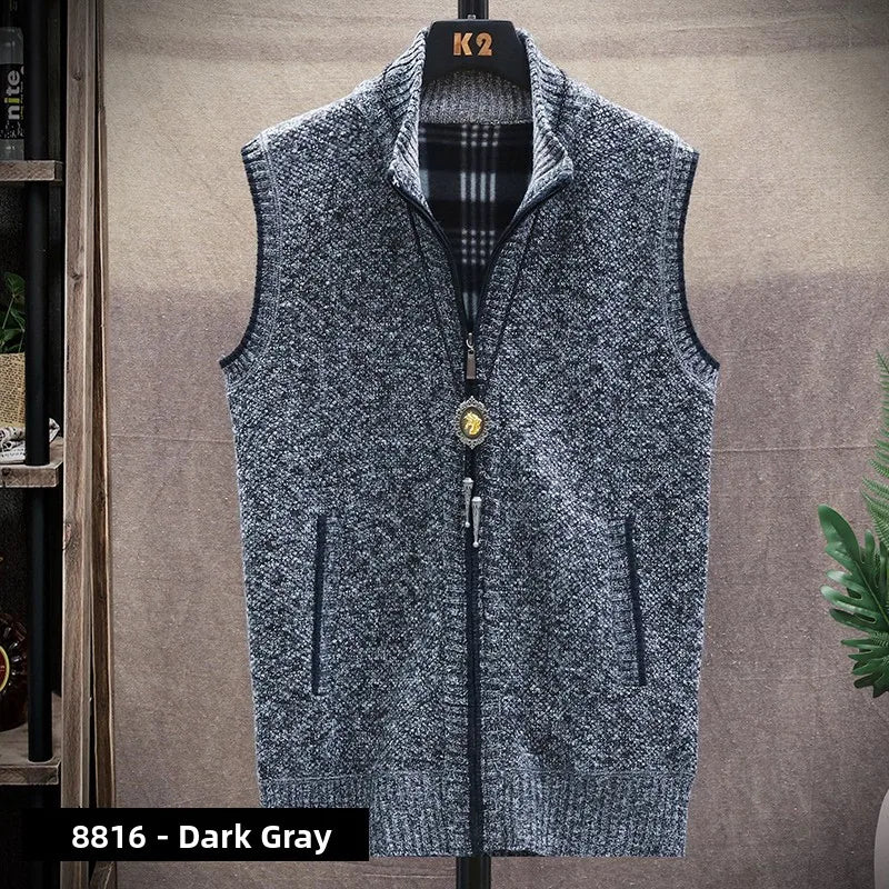 Men's Knitted Sweater Cardigan Thickened Fleece Hooded Casual Style Warm Outerwear Autumn Winter New Arrival Korean Version
