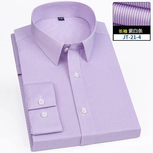 4XL 5XL 6XL 7XL 8XL Bamboo Fiber Plaid Shirt Striped Blue Casual Business Longsleeve Shirt for Men Streetwear Slim Fit Shirt Men