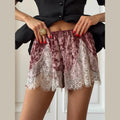 Fashion Mint Green Velvet Shorts Women Pink Lace Insert Elastic Waist Short Pants 2026 Summer New Lady Soft Cozy Lounge Bottoms