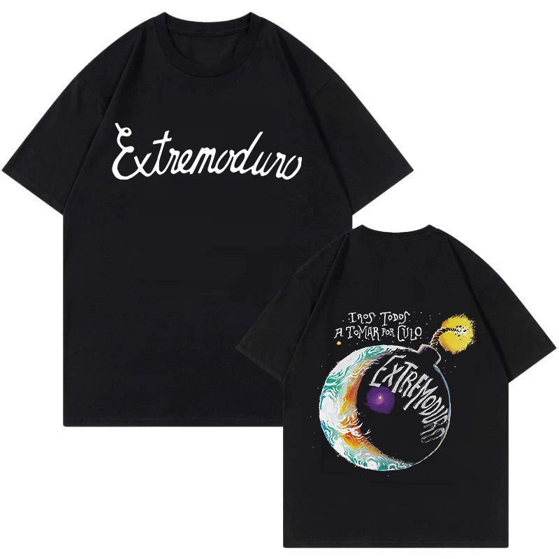 Unisex Fashion Rock Band Extremoduro Print Short Sleeve T Shirt Men Women Graphic Vintage T-Shirt Y2k Hip Hop Tees Tops Clothes