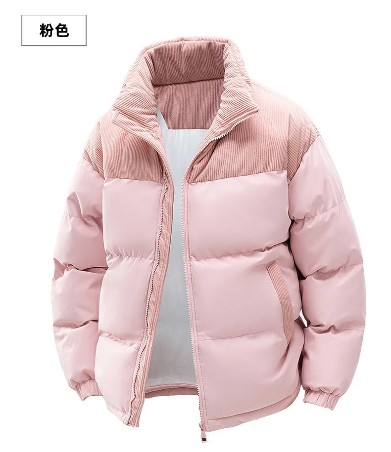 Custom LOGO cotton-padded clothes for men and women 2025 winter new thickened warm removable hooded cotton clothes couple jacket