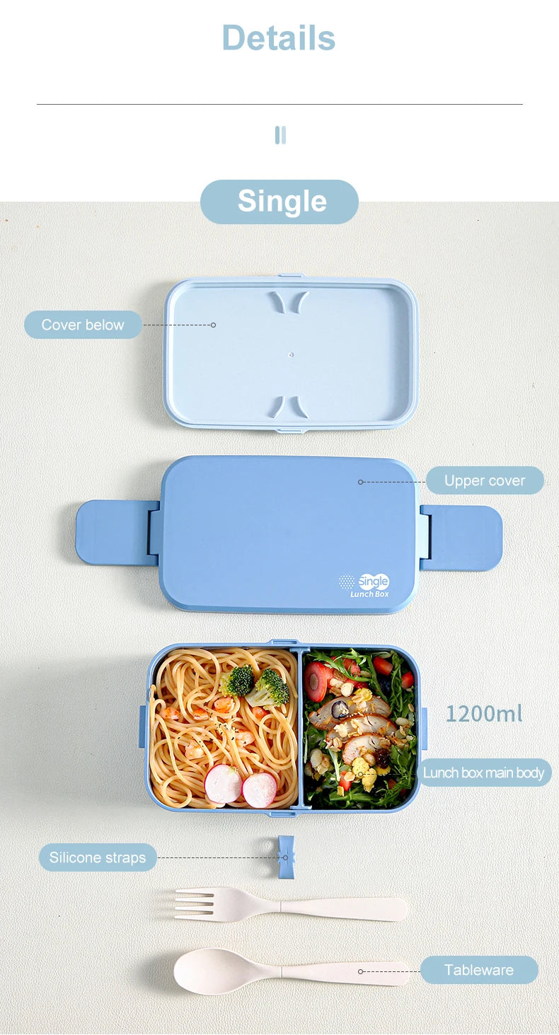 Picnic Lunch Box Bamboo Fiber 3in1 Double Layer Microwavable Bento Box Food Storage Containers school Child Lunch Boxes for Kids
