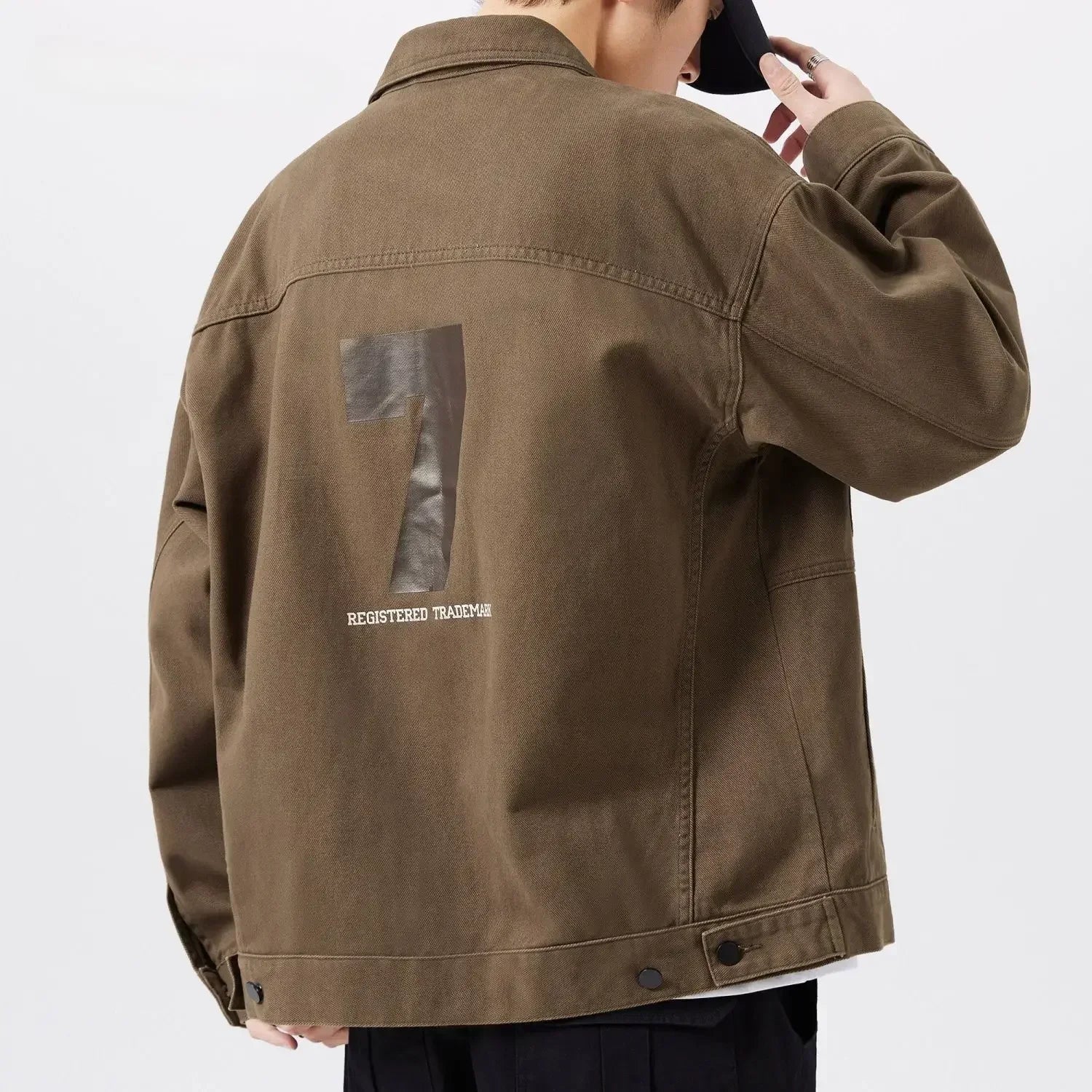 Men's Denim Jacket Vintage Brown Male Jean Coats Cargo Designer Washed Clothing Winter 2025 Korean Style Elatic Original Cowboy