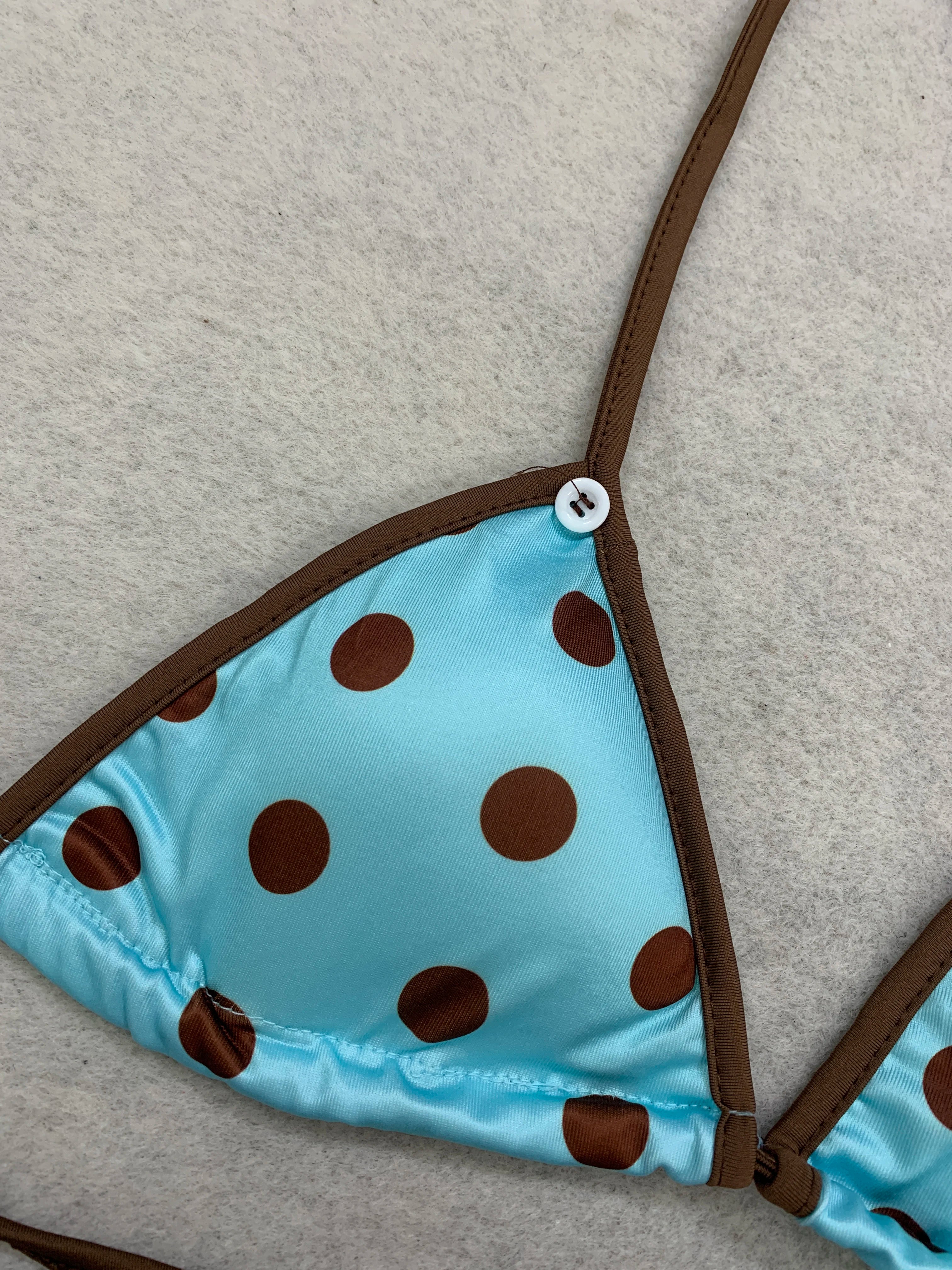 Women Retro Polka Dot 3 Piece Bikini Set Halter Triangle Top High Cut Side Tie Skirt Swimwear