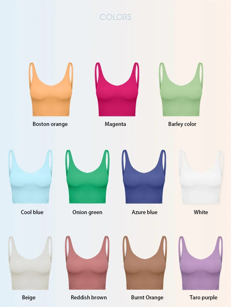 SHINBENE Women's V-neck Slimming Fitness Long-sleeve Padded Short-sleeve Sports Bra Yoga Bra Classic Athletic Tank Top