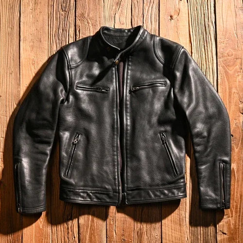 2023 New Genuine Leather Jacket Men 1.6 Thick Full-grain Top Layer Cowhide Natural Leather Clothes Men's Leather Jacket Chaqueta