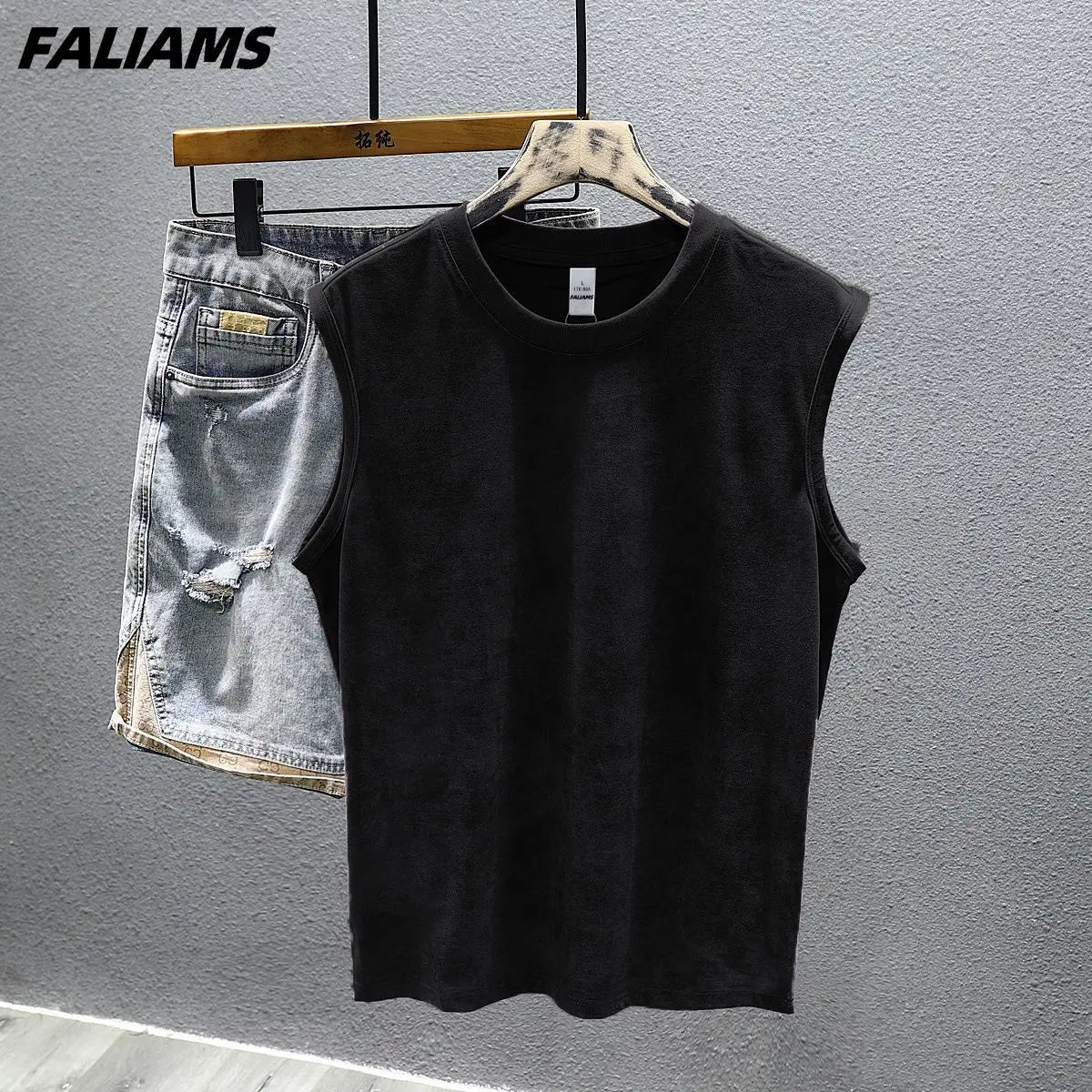 Men's Vintage Washed Purple  Top Casual Loose Sleeveless Vest