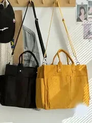 Corduroy Crossbody Tote Bag Stylish Commuter Shoulder Bag with Multiple Spacious Pockets Handbag for Women