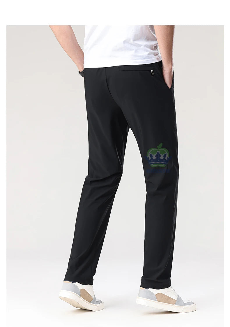 Summer High Stretch Pants Man Thin Elastic Waist Korean Grey Sweatpants Jogging Casual Sports Trousers Male Fashion Luxury Brand