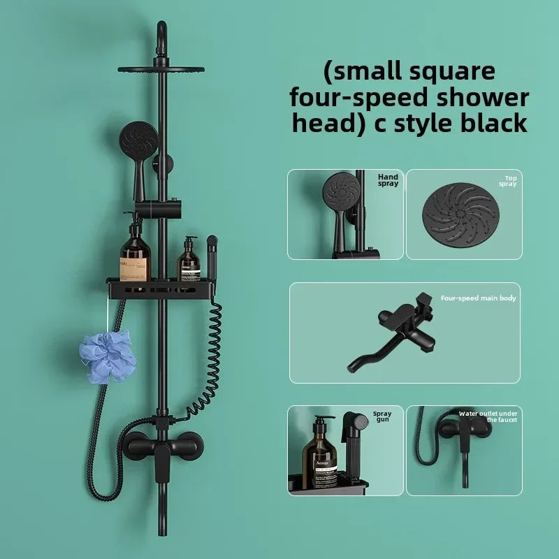 Hot and Cold Shower Head Set Bathroom Set Brushed Gold Shower System Toilet Shower Set, Household Bathroom Shower Douche