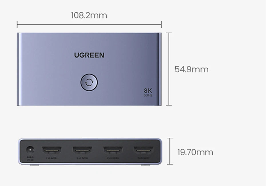 UGREEN HDMI 2.1 Switcher 8K 60Hz 4K120Hz HDMI-compatible Switch 3 in 1 Out with Remote Control Converter For Xbox PS5 Monitors