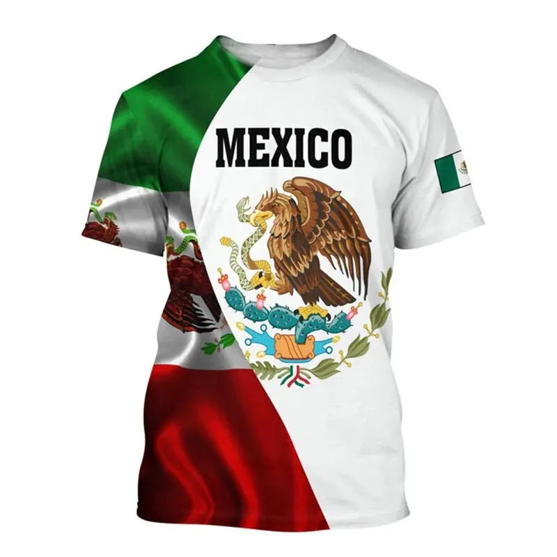 Mexico T-Shirts Mexican Flag 3D Print Streetwear Men Women Casual Fashion Oversized Short Sleeve T Shirt Male Tees Tops Clothing