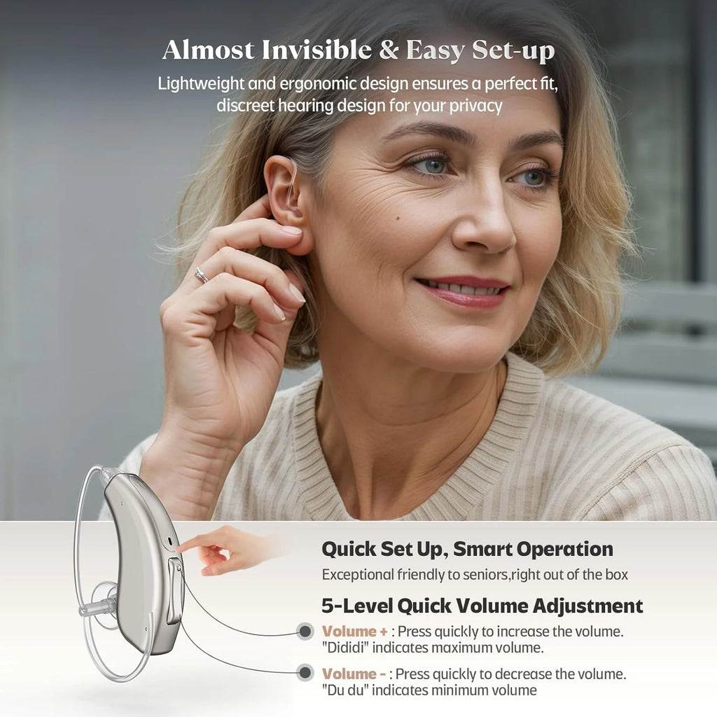 Hearing Aids For Deafness Bluetooth Hearing Aid Rechargeable Hearing Assist with Noise Cancelling APP Control Sound Amplifier