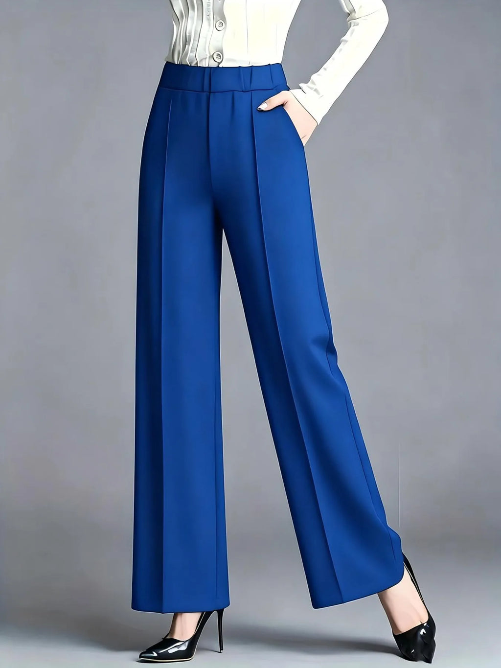 Women High Waist Draped Wide Leg Suit Pants Loose Slimming Straight Casual Versatile Trousers Multiple Colors Daily Commuter