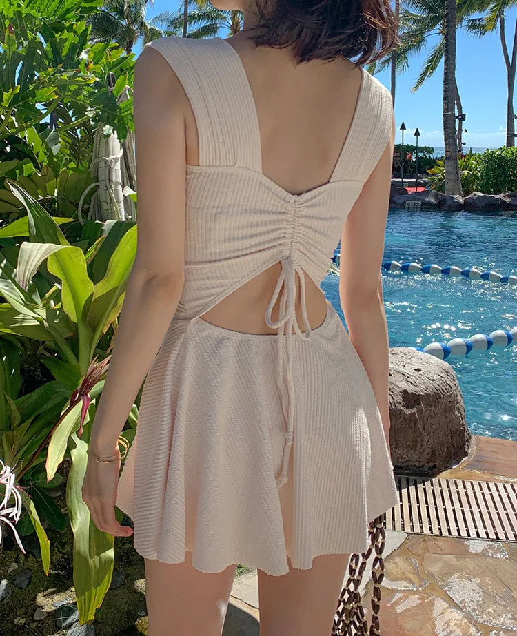New Women's One-Piece Swimsuit Dress StyleSlimmingSexyIns Fairy Hot Spring SwimsuitBrand Mysterious Shark Sleeveless Fixed Ch...