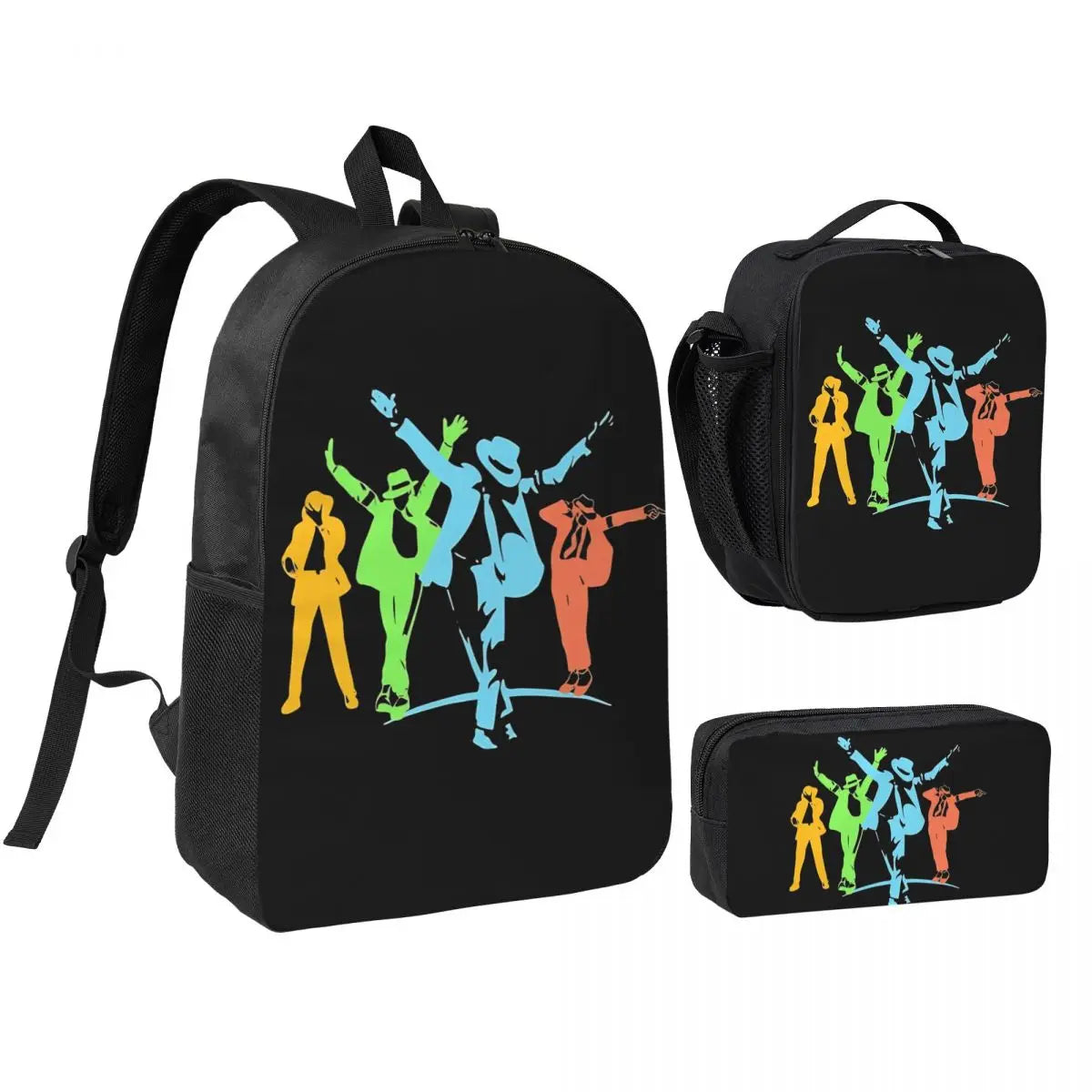 MJ 3pecs/set Backpack for Student High School Daypack Lunch bag Pencil Case