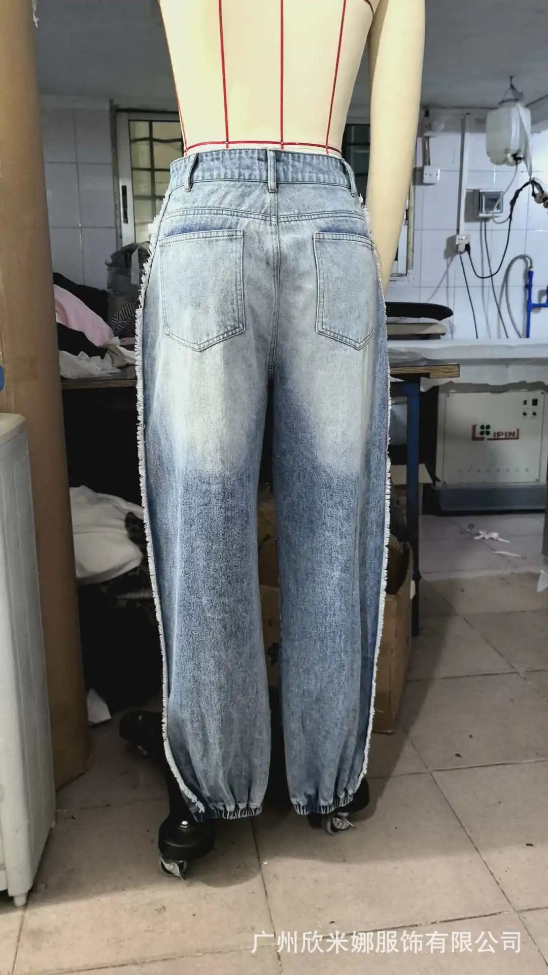 2026 New Summer Women's Washed Ripped Jeans Loose Straight Leg Drawstring Ankle Tied Casual Denim Pants For Daily