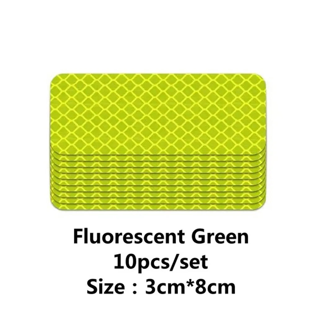 10pcs Car Bumper Reflective Stickers Reflective Warning Strip Tape Secure Reflector Stickers Decals Safety Warning