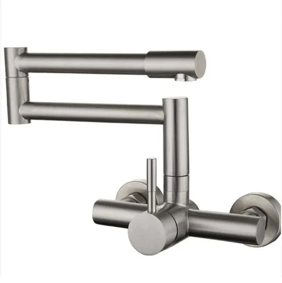 Black Pot Filler Tap Wall Mounted Foldable Kitchen Faucet Hot Cold Brushed Gold Sink Faucet Tap Rotate Folding Spout SUS304
