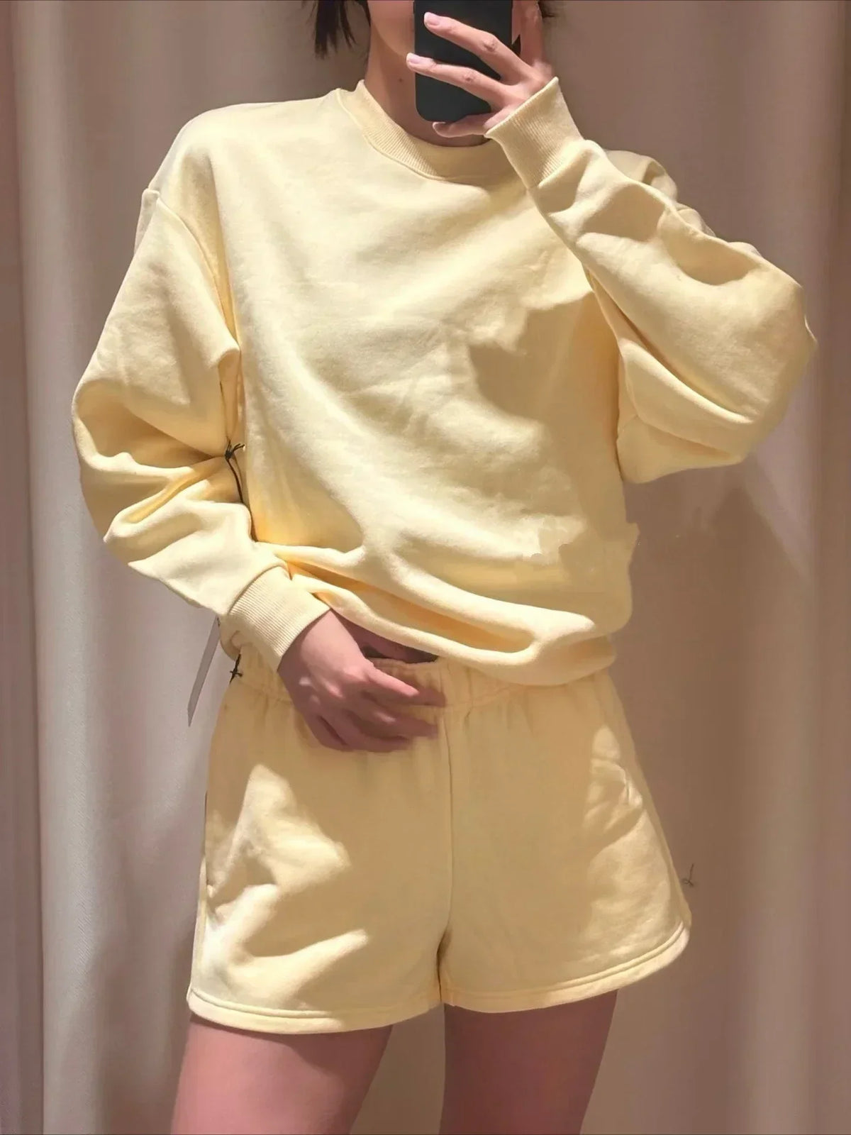 Hlo Yoga Set Cropped Sweatshirts Shorts Crew Neck Pullover Womens Short Tracksuit Studio to Joggers Sportswear Yoga Hoodies