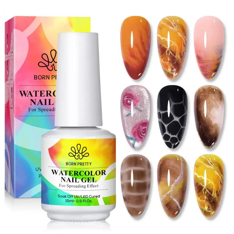 BORN PRETTY 15ml Autumn Nail Blossoming Gel Spreading Effect Watercolor Flower Gel Easy to Apply for Nail Art Manicure Pedicure